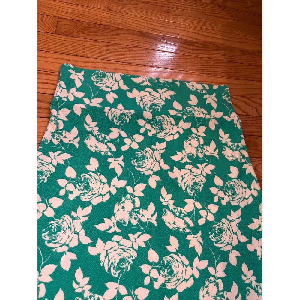 Womens pencil skirt mini green white floral Hawaiian tropical vacation party NEW
